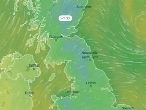 英国降雪地图精确地显示了气温骤降并覆盖英国部分地区的时间